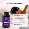 Man sleeping in an eye mask beside a Qualia Night bottle, take 4 capsules in the evening graphic