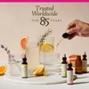 Bach bottles with citrus drinks and a dropper, trusted worldwide for 85 years graphic