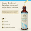 Doctor developed formula with natural active flower essences, Bach Rock Water bottle with vegan and gluten free icons