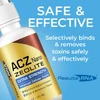 Close-up of the ACZ Nano Zeolite spray bottle on a blue background