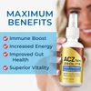 Woman holding an ACZ Nano Zeolite spray bottle with benefit list