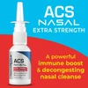 ACS Nasal Extra Strength spray bottle on a blue and red graphic