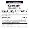 Quercetin Seasonal 2 ounce formula supplement facts, 12 sprays per serving, approx. 30 servings