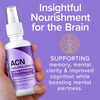Hand holding an ACN spray bottle, insightful nourishment for the brain graphic