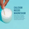 Hand holding glass, CALM Plus Calcium calcium needs magnesium balance graphic