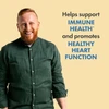 Smiling bearded man, Men's One immune health and healthy heart function graphic