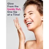 Woman holding glass of water smiling, Glow From the Inside Out graphic