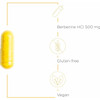 Berberine capsule with 500 mg, gluten-free and vegan callouts