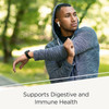 Man stretching outdoors, digestive and immune health graphic