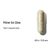 Ashwagandha capsule with take 1 capsule daily directions and 0.85 inch size