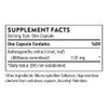 Ashwagandha supplement facts, 120 mg root and leaf extract per capsule