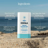 Mineral Sunscreen Stick on sand, ingredients graphic: plant protection, safflower oil, zinc oxide