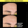 Day 1 and day 28 close-up photos of forehead lines, clinically tested graphic