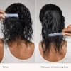 Curly hair being combed before and after Leave-In Conditioning Spray