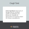 Cough Tonic active homeopathic ingredients Spongia Aconitum card