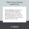 High Energy Ginseng Liquescence active Panax Eleuthero ingredients card