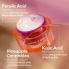 Super-C Night open jar with ferulic kojic pineapple ceramides callouts