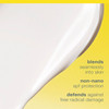 White sunscreen texture swirl with blends seamlessly into skin callouts