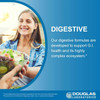 Woman eating salad, Douglas Laboratories digestive formulas graphic
