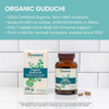Organic Guduchi box and bottle on a kitchen counter with organic and non-GMO highlights