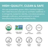 High-quality, clean and safe graphic with USDA Organic, non-GMO and free-from icons