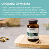 Organic Gymnema bottle with loose caplets, USDA organic graphic