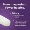 More magnesium, fewer hassles graphic, 140 mg magnesium per smooth-coated tablet