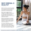Why omega-3 health text panel beside a woman sitting on a yoga mat