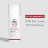 EltaMD UV Daily pump bottle with active ingredients callout