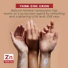 Three hands showing EltaMD UV Clear sunscreen swatches with zinc oxide explainer graphic
