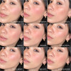 Grid of a model wearing nine blush shades, each labeled