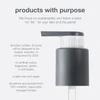 Dermalogica pump close-up with sustainability commitments text