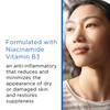 Woman in profile, formulated with niacinamide vitamin B3 text
