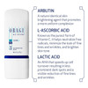Obagi Nu-Derm Clear Fx bottle with arbutin, vitamin C and lactic acid infographic