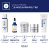 Obagi 5-step AM cleanse and firm routine featuring ELASTIderm Eye Cream