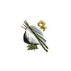 White cream swirl with grass stems and golden capsules
