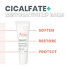 Lip balm tube with soften, restore and protect callouts