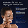 Smiling woman beside lip mask ingredient list
