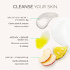 Cleanse your skin graphic with salicylic acid, argan and grape seed oil and apple and pineapple