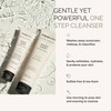 Two Wash Away tubes in water, gentle one step cleanser benefits graphic