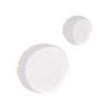 Clear droplets of serum on a white surface