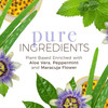 Babo pure ingredients graphic with aloe vera, peppermint and maracuja flower