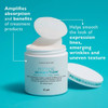 Pad lifted from the jar, amplifies absorption and benefits of treatment products