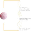Pink chewable tablet with cherry flavor, 1000 mcg B12 and no wheat, gluten, soy or dairy callouts