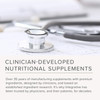 Stethoscope on a desk, clinician-developed supplements graphic
