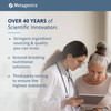 Doctor and patient reviewing a tablet beside Metagenics quality text