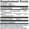 Supplement facts panel for D3 5000 + K