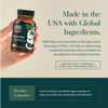 Hand holding the Maca Root bottle, made in the USA with global ingredients