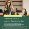 Woman in a kitchen, marshmallow, chamomile and aloe botanicals graphic