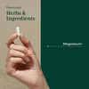 Hand holding a capsule with featured herbs and ingredients text